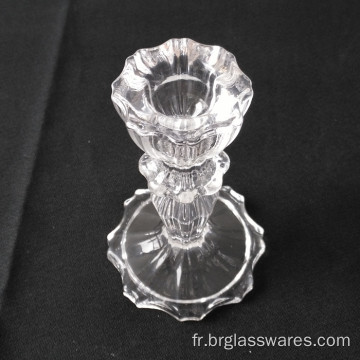 Petit bougeoir en verre pour ensemble de bougies coniques